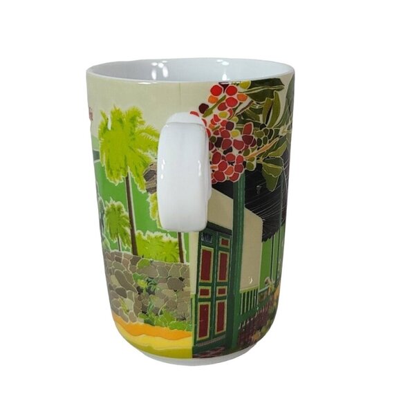 Juan Valdez Cafe Mountains Mug Green 4" Circle Handle Fields Burro Donkey Farmer - Picture 6 of 10